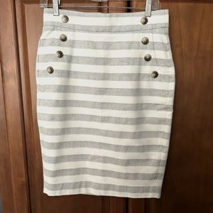 LOFT Gray/White Sailor Pencil Skirt 2